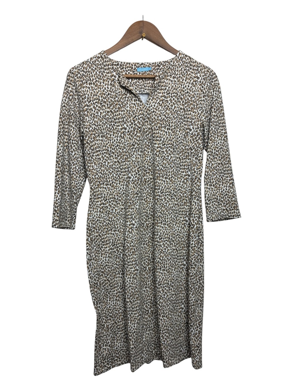 J. McLaughlin Leopard Print 3/4 Sleeve Dress - Neutral Small